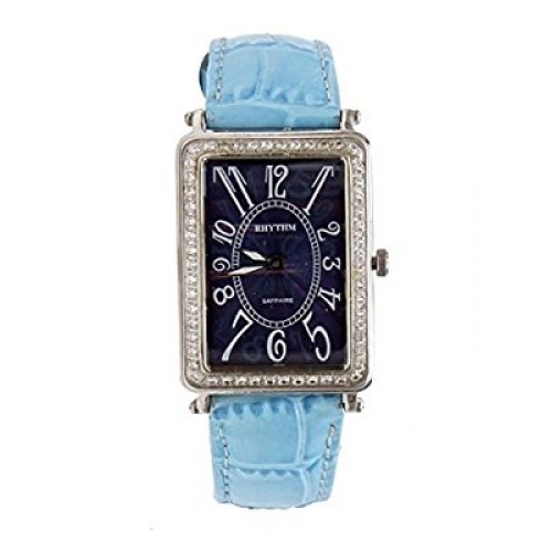 Rhythm(Japan) Women Genuine Leather Strap Cubic Ziraconia Stone(From Swarovski) Wrist Watch3.7x2.6x0.6cm